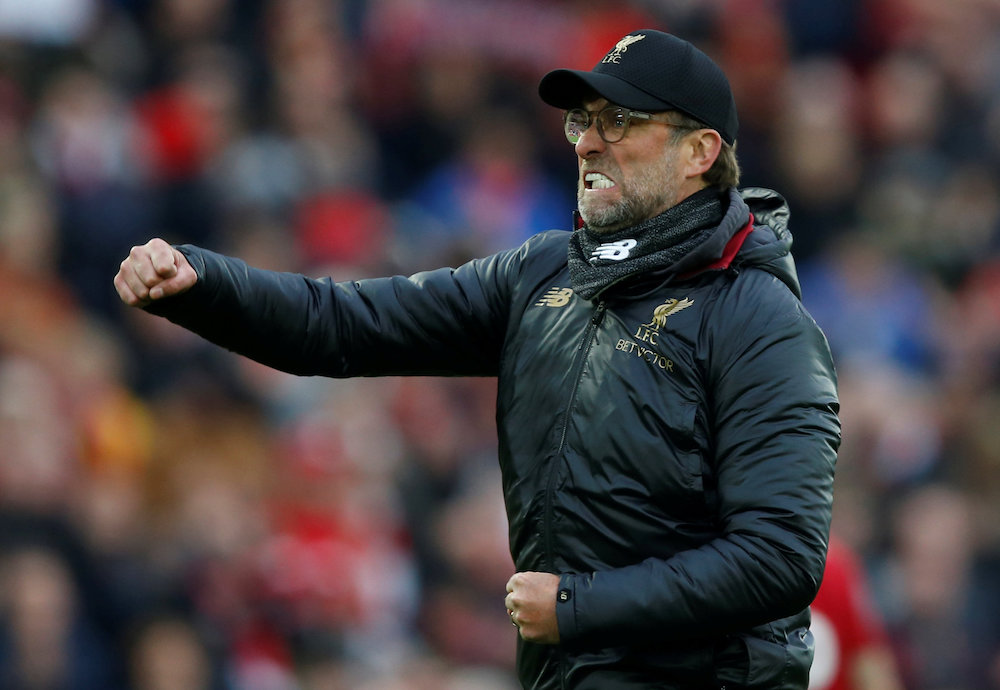 Liverpool manager Juergen Klopp celebrates after the match in Anfield, Liverpool March 31, 2019. u00e2u20acu201d Reuters pic