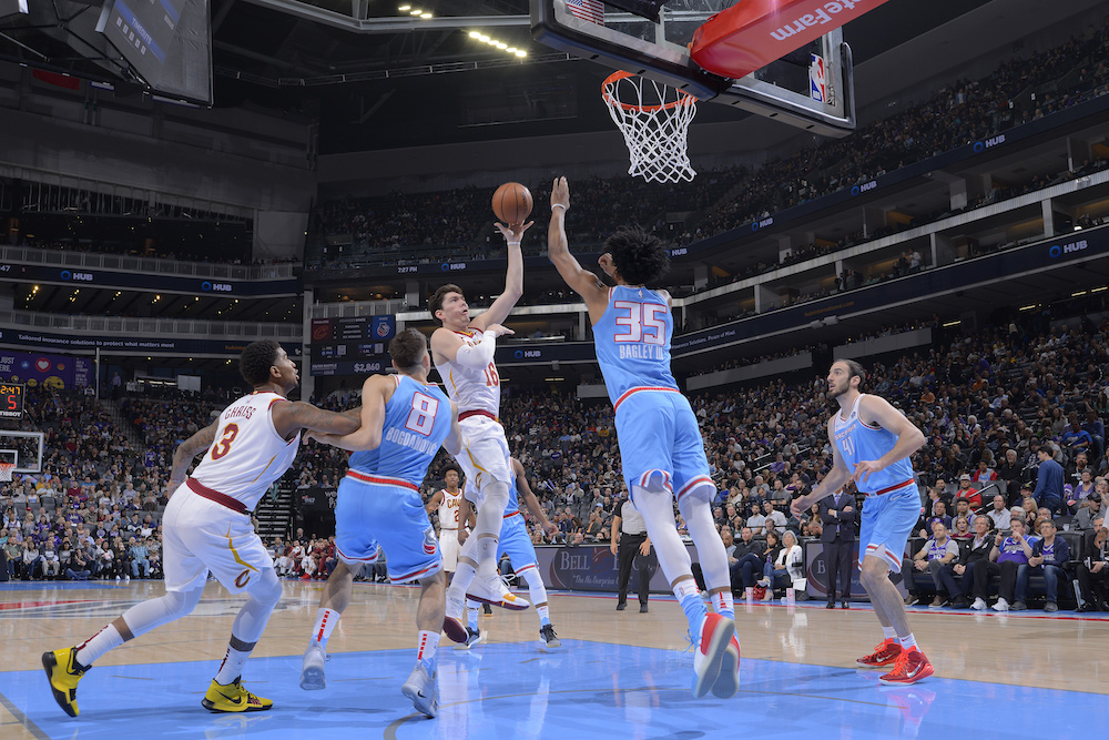 Cedi Osman of the Cleveland Cavaliers puts up the floater against the Sacramento Kings at Golden 1 Centre in Sacramento, California April 4, 2019. u00e2u20acu201d AFP pic