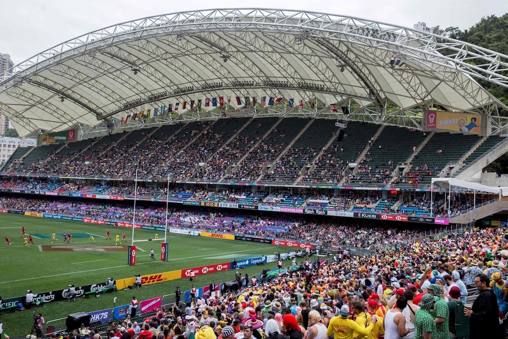 Fans attend the rugby tournament of the Hong Kong Sevens at Hong Kong Stadium, April 7, 2018. u00e2u20acu201d AFP pic
