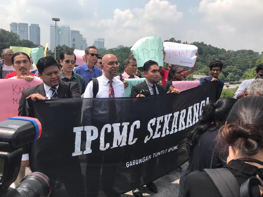 Some 40 representatives of 50 NGOs in favour of the IPCMC marched from Padang Merbok to Parliament, April 8, 2019. u00e2u20acu201d Picture by Lazareen Thaveethu Moses