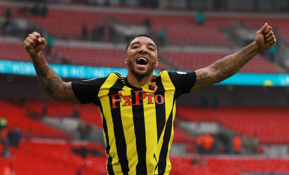 Watford's Troy Deeney celebrates after the match, London April 7, 2019. u00e2u20acu201d Reuters pic