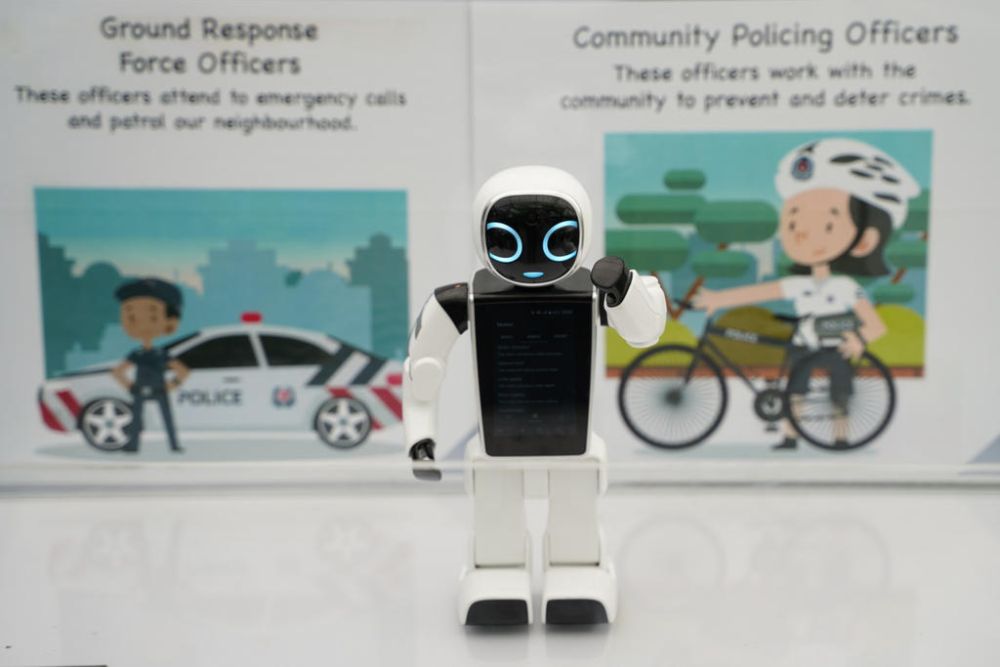 The Mini Autonomous School Talk Robot Officer (Mi-Astro) was among the new technologies unveiled by the Singapore Police Force at its annual workplan seminar April 11, 2019. u00e2u20acu201d TODAY pic
