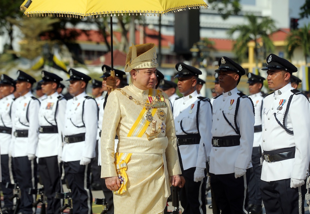 Sultan of Perak Sultan Nazrin Muizzuddin Shah at the first meeting of the second session of the 14th state assembly at the State Secretariat, Ipoh April 16, 2019. u00e2u20acu201d Picture by Farhan Najib