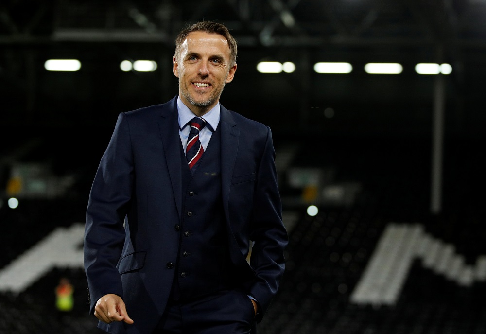 England womenu00e2u20acu2122s manager Phil Neville at Craven Cottage in London October 9, 2018. u00e2u20acu201d Action Images via Reuters
