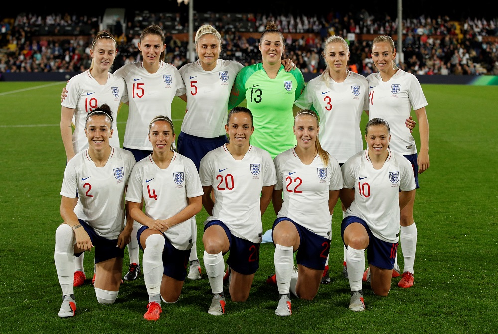 England players pose for a team group photo before the match against Australia at Craven Cottage in London October 9, 2018. u00e2u20acu201d Action Images via Reuters