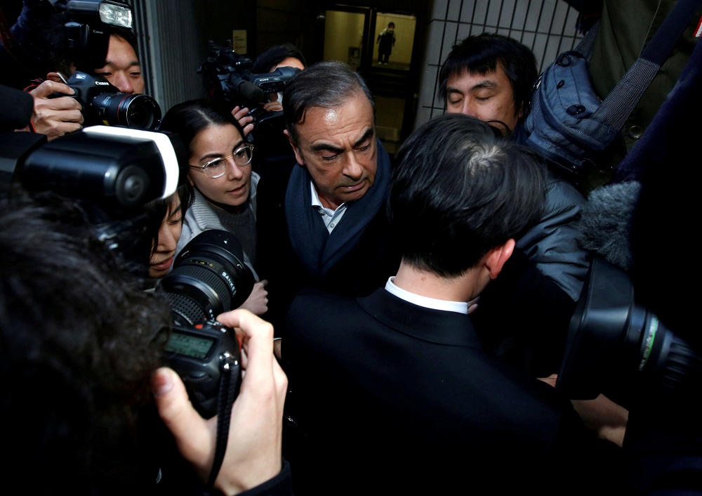 Former Nissan Motor Chairman Carlos Ghosn leaves his lawyer Junichiro Hironaka's office in Tokyo, Japan, March 12, 2019. u00e2u20acu201d Reuters pic