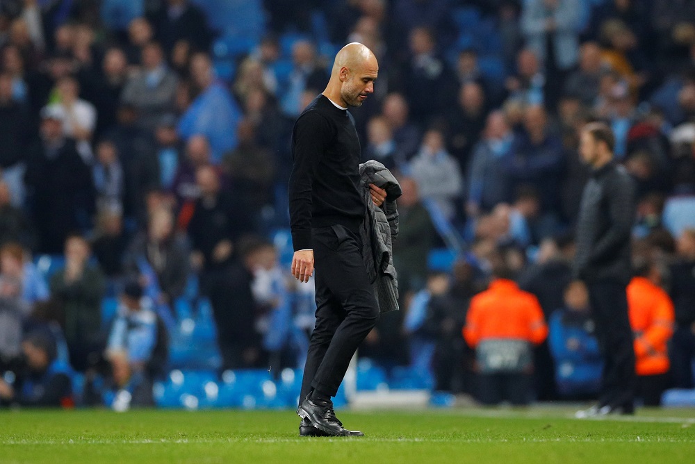 Manchester City manager Pep Guardiola reacts after the match against Tottenham Hotspur at the Etihad Stadium in Manchester April 17,  2019. u00e2u20acu201d Reuters pic 