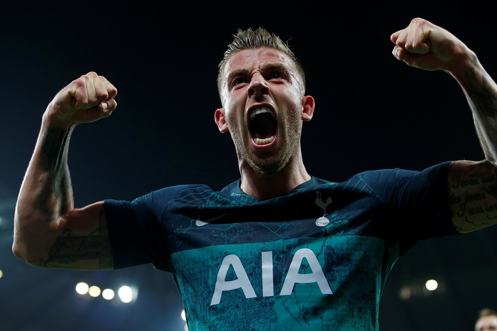 Tottenhamu00e2u20acu2122s Toby Alderweireld celebrates after the match against Manchester City at the Etihad Stadium in Manchester April 17, 2019. u00e2u20acu201d Reuter pic