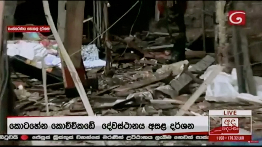 Debris is seen at St Anthony’s Church after explosions hit churches and hotels in Colombo, Sri Lanka, April 21, 2019, in this still image obtained from video. — Reuters pic