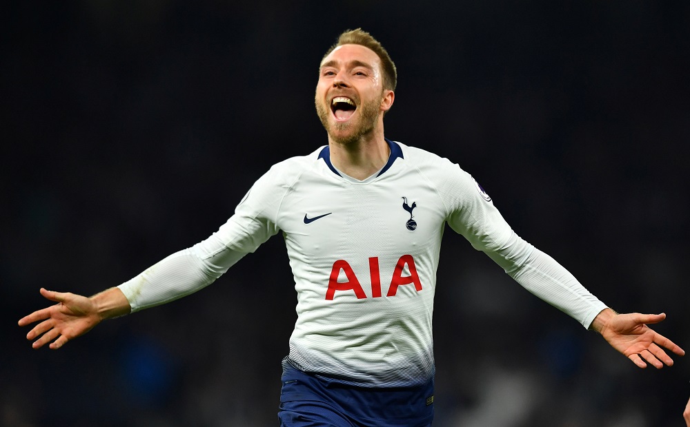 Tottenham's Christian Eriksen celebrates scoring their first goal at the Tottenham Hotspur Stadium in London April 23, 2019. u00e2u20acu201d Reuters pic