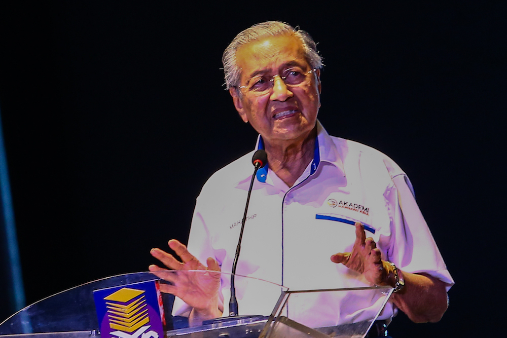 Prime Minister Tun Dr Mahathir Mohamad gives his opening speech during launch of the Asian Tiger Initiative at UiTM Shah Alam April 1, 2019. u00e2u20acu201d Picture by Hari Anggara