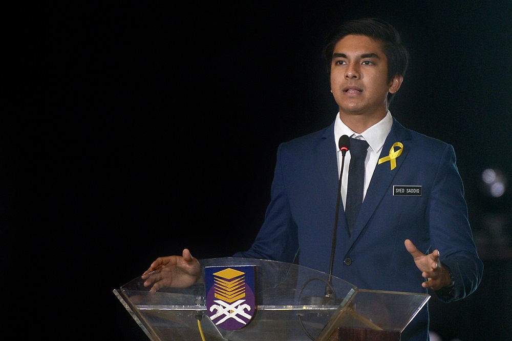 Youth and Sports Minister Syed Saddiq Abdul Rahman delivers his opening remarks at the 'Rise of the Asian Tiger' convention in Universiti Teknologi Mara, Shah Alam April 1, 2019. u00e2u20acu201d Picture by Mukhriz Hazim