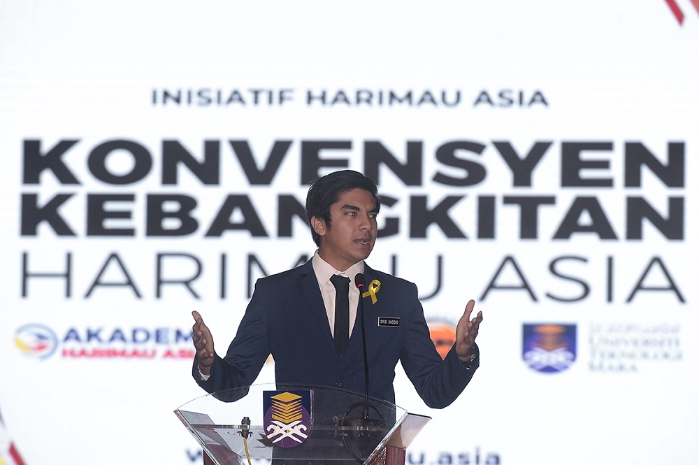 Youth and Sports Minister Syed Saddiq Abdul Rahman delivers his opening remarks at the 'Rise of the Asian Tiger' convention in Universiti Teknologi Mara, Shah Alam April 1, 2019. u00e2u20acu201d Picture by Mukhriz Hazim