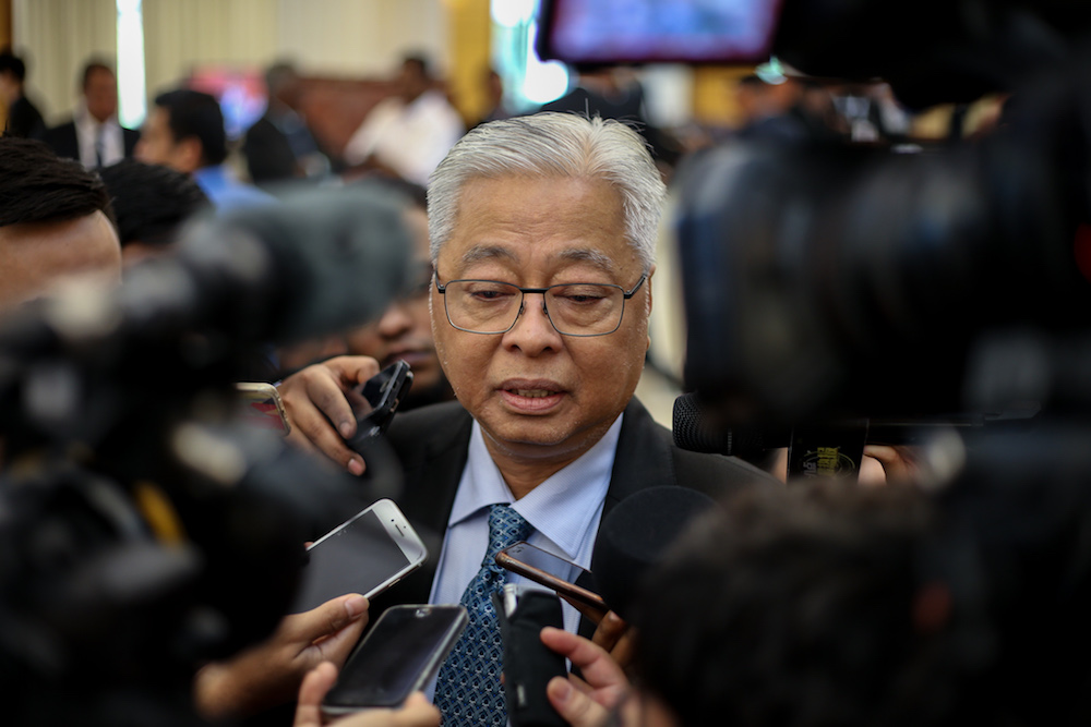 Datuk Seri Ismail Sabri Yaakob speaks to reporters in Parliament in Kuala Lumpur April 2, 2019. u00e2u20acu201d Picture by Ahmad Zamzahuri