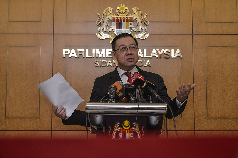 Lim Guan Eng addresses a press conference in Parliament in Kuala Lumpur April 3, 2019. u00e2u20acu201d Picture by Miera Zulyana