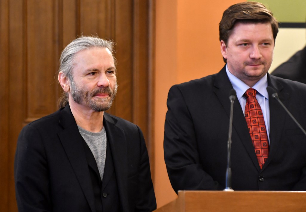 British author, musician and frontman of the hard-rock and heavy-metal band Iron Maiden, Bruce Dickinson (left) receives the u00e2u20acu02dcHonorary Citizen of Sarajevou00e2u20acu2122 award in Sarajevo, on April 6, 2019. u00e2u20acu201d AFP picnn