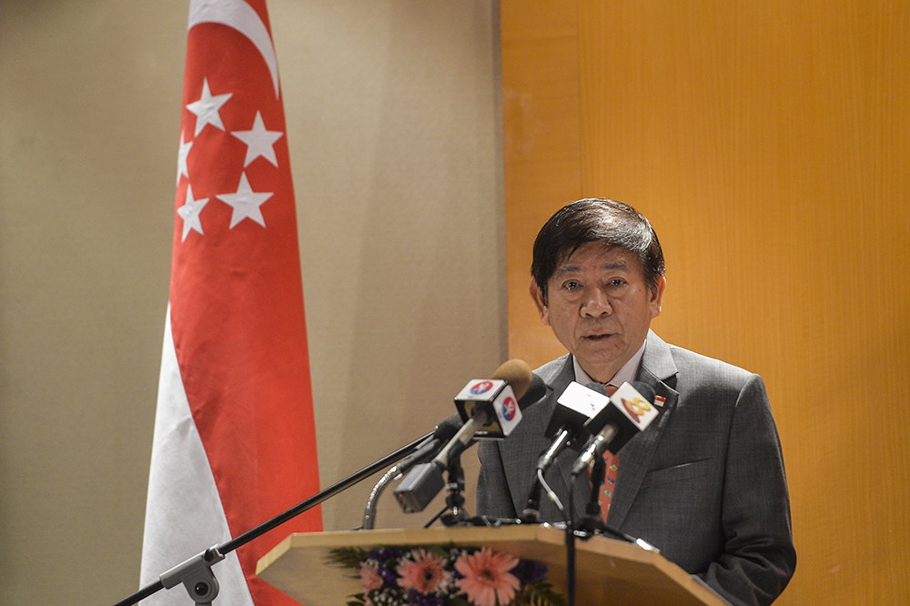 Singaporeu00e2u20acu2122s Minister of Transport Khaw Boon Wan speaks during a press conference in Sepang April 8, 2019. u00e2u20acu201d Picture by Miera Zulyana