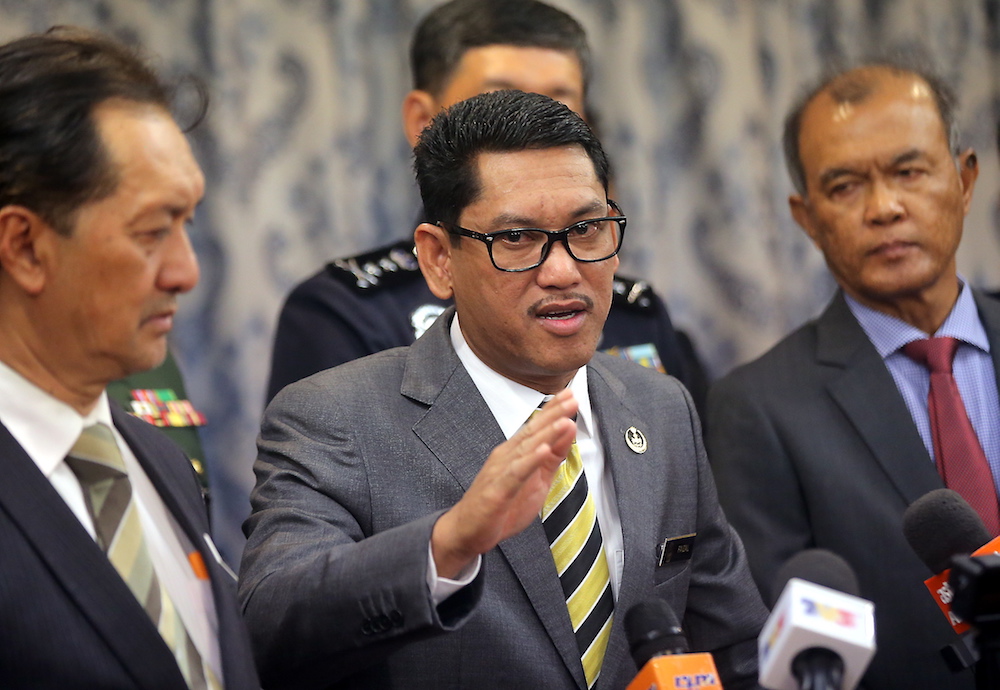 Perak Mentri Besar Datuk Seri Ahmad Faizal Azumu speaks to reporters in Ipoh April 10, 2019. u00e2u20acu201d Picture by Farhan Najib