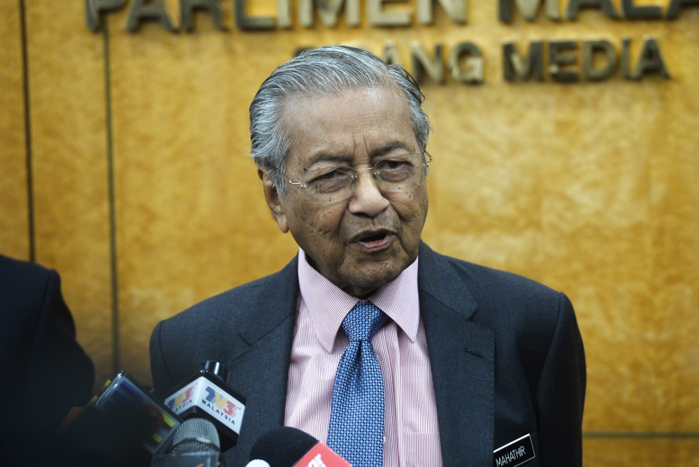 Prime Minister Tun Dr Mahathir Mohamad speaks to the media during a press conference in Parliament April 10, 2019. u00e2u20acu201d Picture by Shafwan Zaidon