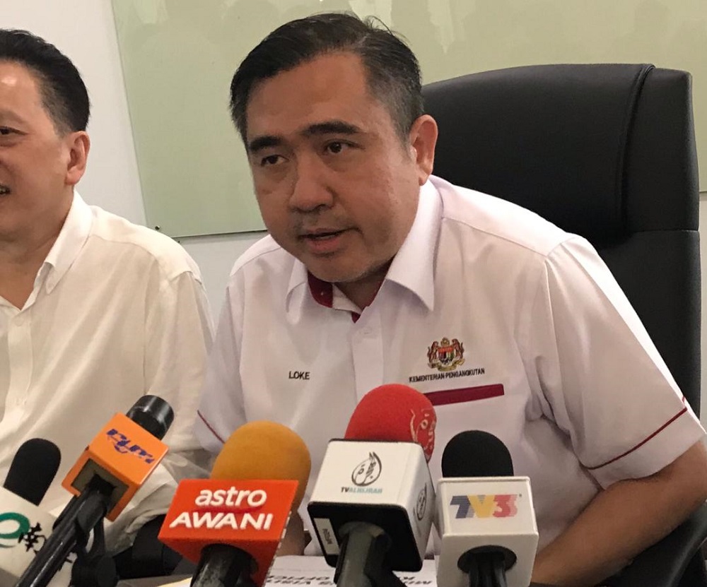 Transport Minister Anthony Loke Siew Fook speaks during a press conference in Johor Baru April 18, 2019. u00e2u20acu201d Picture by Ben Tan