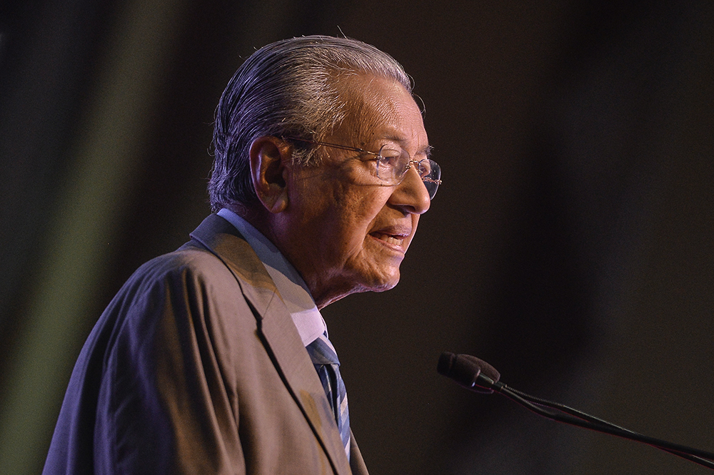Tun Dr Mahathir Mohamad addresses the Orang Asli National Convention 2019 in Putrajaya April 22, 2019. u00e2u20acu201d Picture by Miera Zulyana