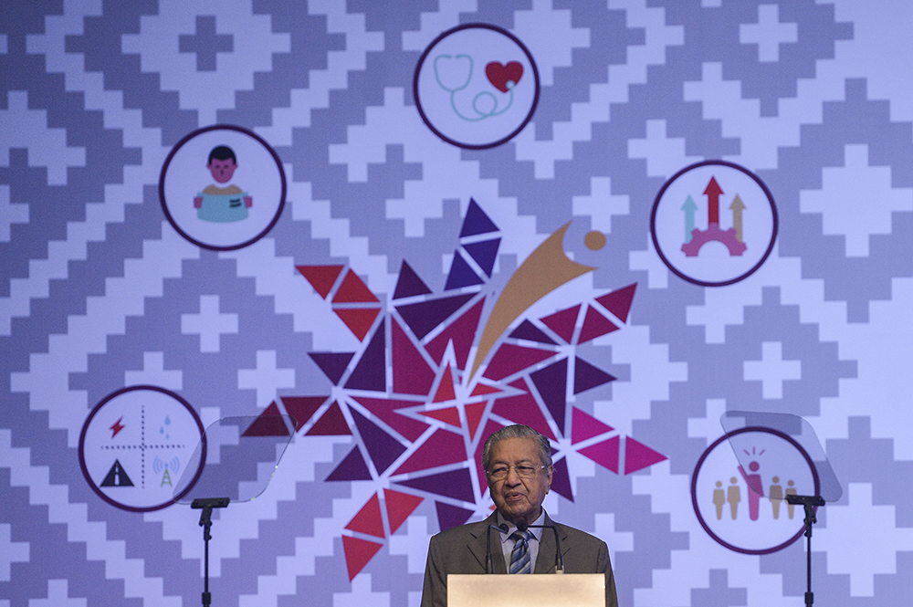 Tun Dr Mahathir Mohamad addresses the Orang Asli National Convention 2019 in Putrajaya April 22, 2019. u00e2u20acu201d Picture by Miera Zulyana