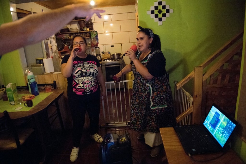 Mapuche indigenous Valentina Kurin (left) and Ana Millaleo, members of u00e2u20acu02dcWechekeche Ni Trawunu00e2u20acu2122 rap group, rehearse in Santiago on March 29, 2019. u00e2u20acu201d AFP pic nn