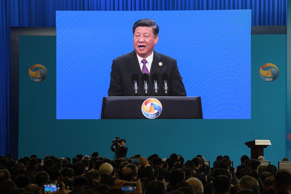 Chinese President Xi Jinping is seen on a screen as he speaks during the opening ceremony of the Belt and Road Forum in Beijing April 26, 2019. u00e2u20acu201d AFP pic