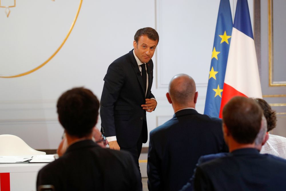 French President Emmanuel Macron leaves at the end a news conference to unveil his policy response to the yellow vests protest, at the Elysee Palace in Paris, France, April 25, 2019. u00e2u20acu201d Reuters pic