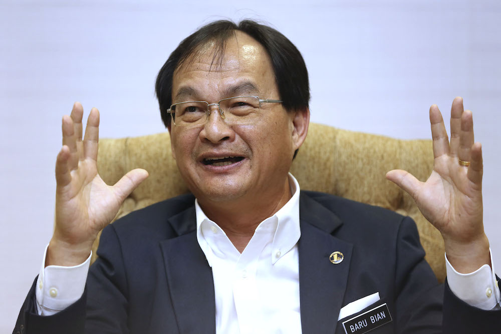 Works Minister Baru Bian speaks to reporters in his office in Kuala Lumpur April 26, 2019. u00e2u20acu201d Picture by Yusof Mat Isa