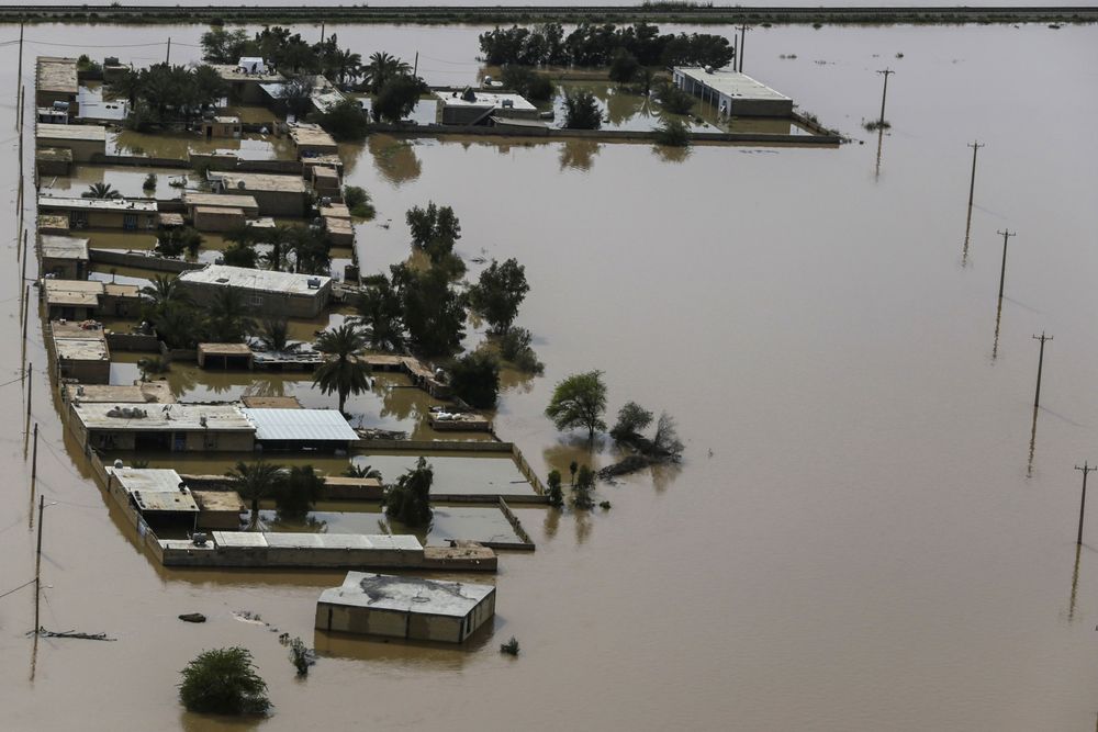 An aerial view of flooding in Khuzestan province, Iran, April 5, 2019. u00e2u20acu201d Mehdi Pedramkhoo/Tasnim News Agency picture via Reuters