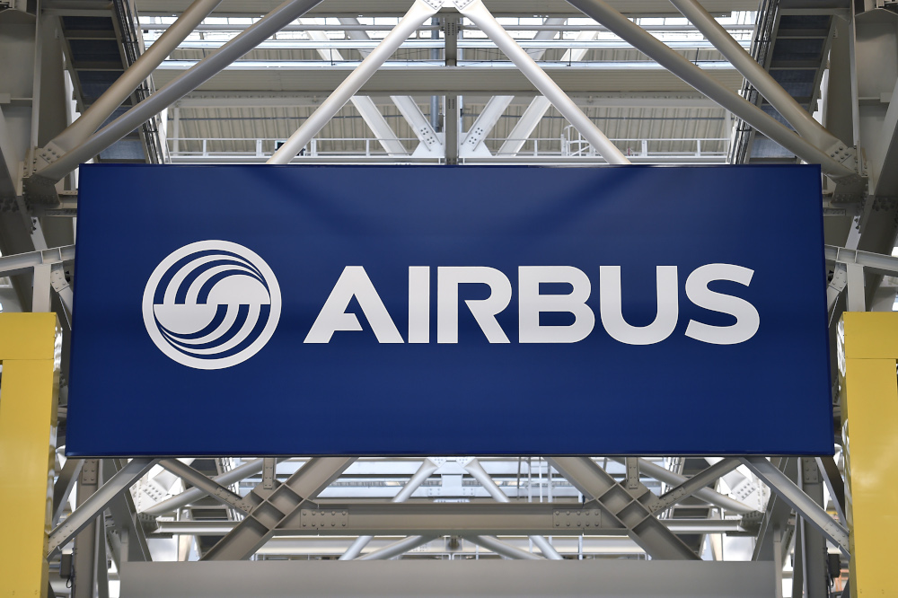 In this file photo taken March 21, 2018 a logo at the Airbus A380 is seen at the assembly site in Blagnac, southern France. u00e2u20acu201d AFP pic