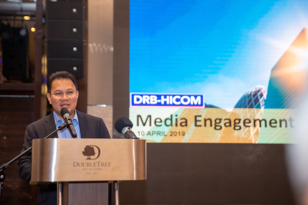DRB-HICOM group managing director Datuk Seri Syed Faisal Albar conducts a media briefing in Melaka April 10, 2019. u00e2u20acu201d Picture courtesy of DRB-HICOM
