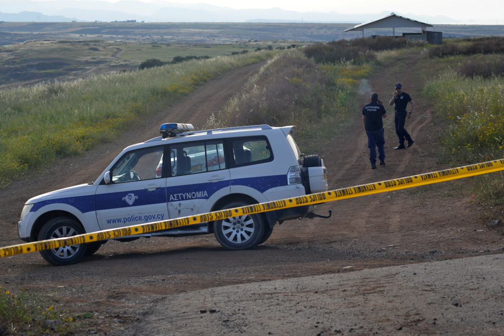 Police secure the area where the body of a woman was discovered near the village of Orounta, Cyprus, April 25, 2019. u00e2u20acu201d Reuters pic 