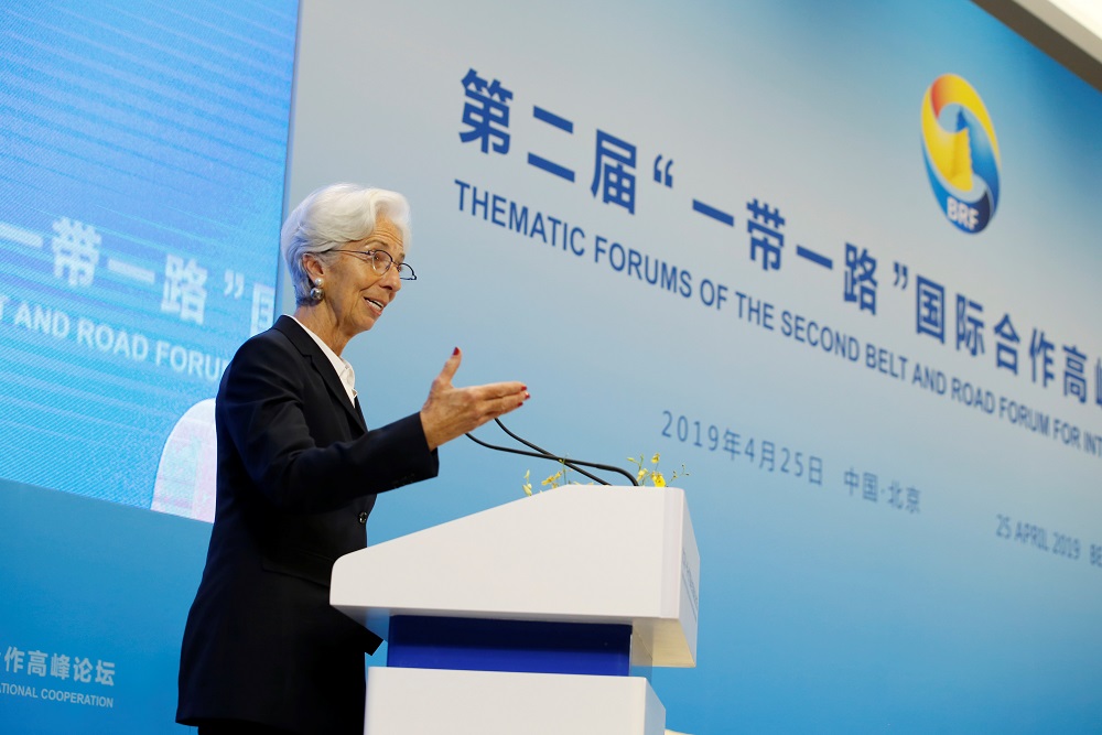 International Monetary Fund (IMF) managing director Christine Lagarde attends a thematic forum of the second Belt and Road Forum for international cooperation in Beijing April 25, 2019. u00e2u20acu201d Reuters pic     