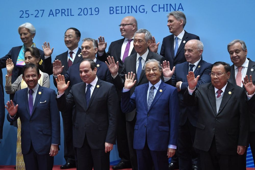 Prime Minister Tun Dr Mahathir Mohamad (front, second right) during a photo session of the Belt and Road Forum for International Cooperation at the Yangi Lake, Beijing, April 27, 2019. u00e2u20acu201d Bernama pic