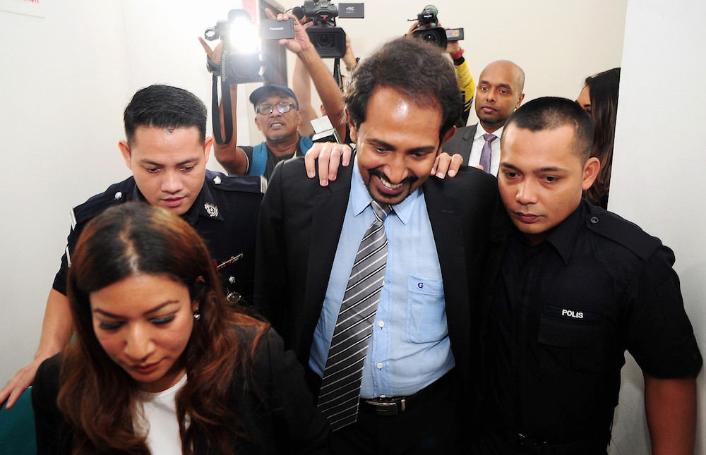 G. Gnanaraja is brought to the Sessions Court in Shah Alam April 3, 2019. u00e2u20acu201d Bernama pic