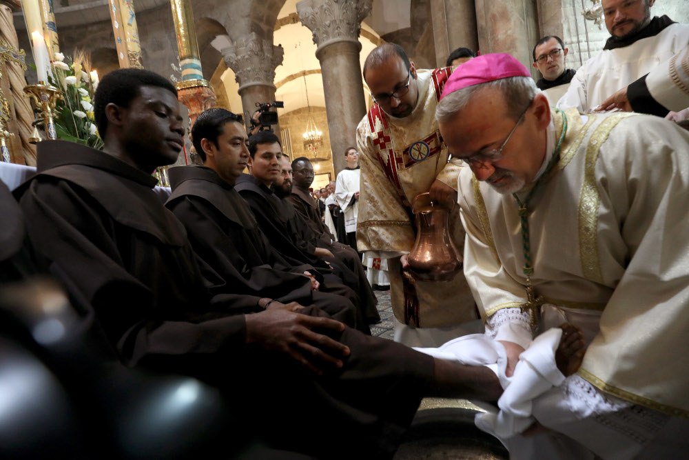 The head of the Roman Catholic Church in the Holy Land, conducts the traditional Washing of the Feet ceremony during Holy Thursday Easter procession at the Church of the Holy Sepulchre in Jerusalemu00e2u20acu2122s Old City April 18, 2019. u00e2u20acu201d AFP pic  