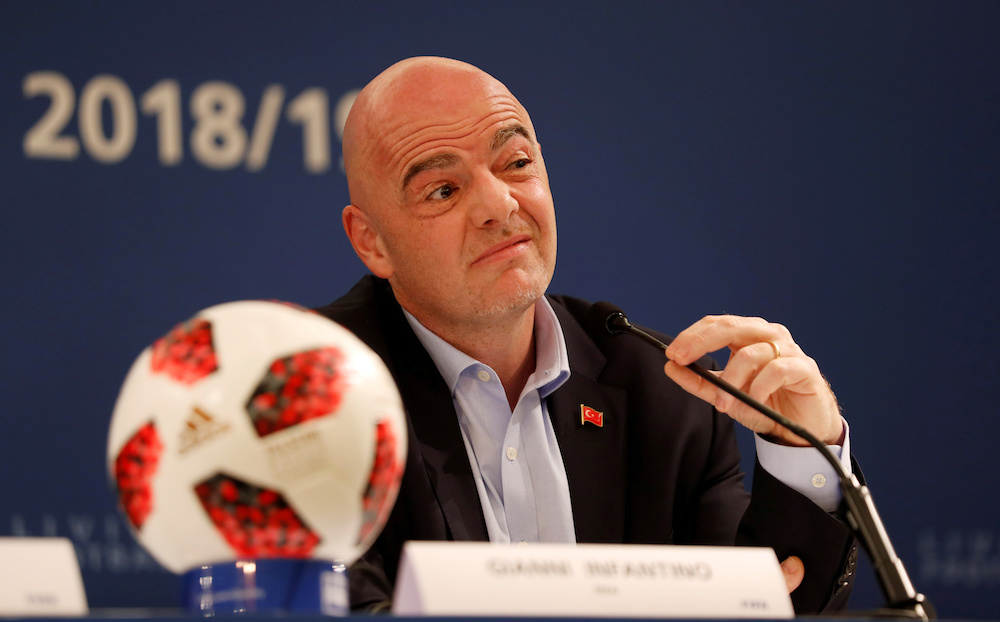 File photo of Fifa President Gianni Infantino during a media briefing at the Shangri-La Bosphorus Hotel, Istanbul on February 15, 2019.  u00e2u20acu201d Reuters pic