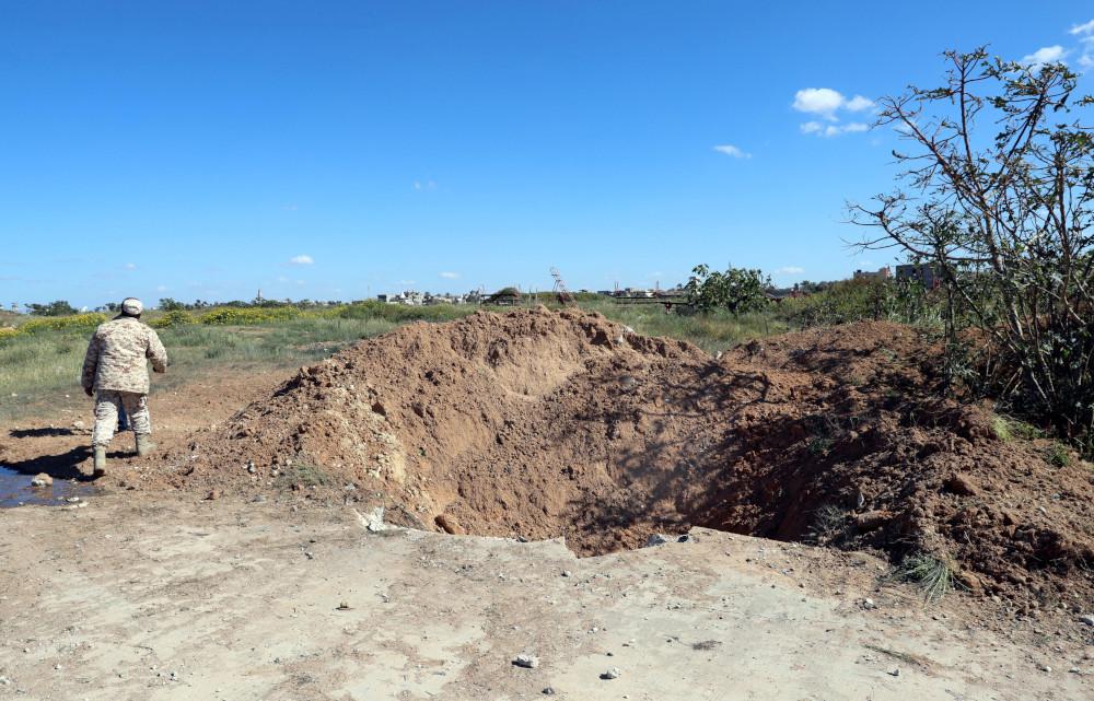 A crater is seen at the blast site after an air strike at Mitiga airport in Tripoli, Libya April 8, 2019. u00e2u20acu201d Reuters pic