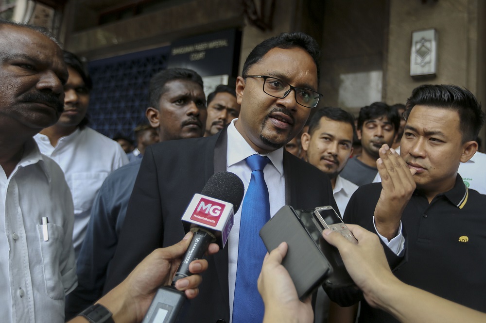 National MIC Youth leader, Thinalan T. Rajagopalu speaks to reporters outside the Sri Lanka High Commission in Kuala Lumpur April 26, 2019. u00e2u20acu201d Picture by Mohd Yusof Mat Isa