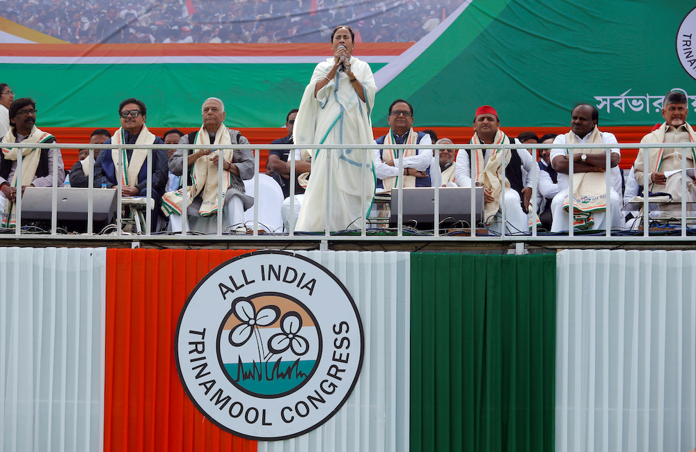 Mamata Banerjee, Chief Minister of the state of West Bengal, speaks during u00e2u20acu02dcUnited Indiau00e2u20acu2122 rally attended by the leaders of Indiau00e2u20acu2122s main opposition parties ahead of the general election, in Kolkata, India, January 19, 2019. u00e2u20acu201d Reuters picnnnn
