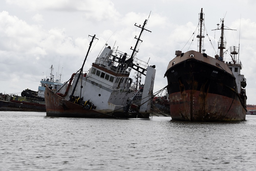 Abandoned shipwrecks lay in Lagosu00e2u20acu2122 waterways, Nigeria April 8, 2019. u00e2u20acu201d AFP pic  
