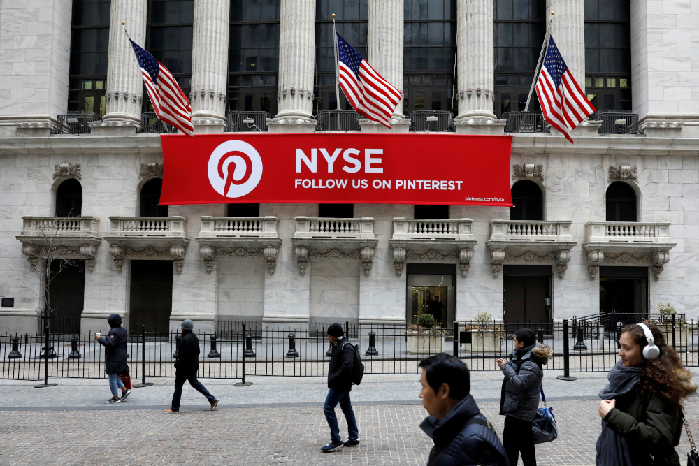 Pinterest Inc files for an initial public offering with US regulators. A Pinterest banner hangs on the facade of the New York Stock Exchange during the morning rush in the financial district in New York City, US, February 9, 2018. u00e2u20acu201d Reuters pic 