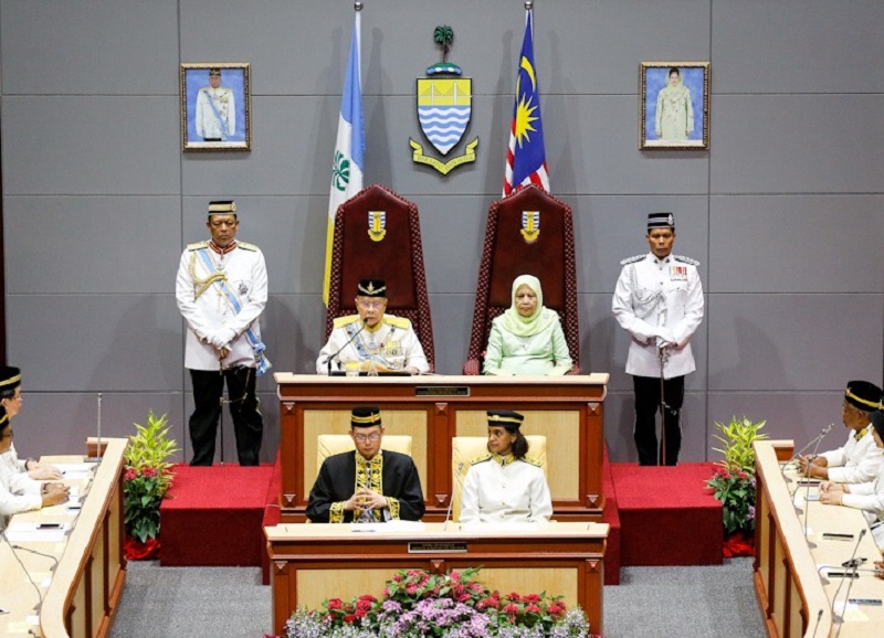 Penangu00e2u20acu2122s Yang di-Pertua Negri Tun Abdul Rahman Abbas delivers his speech during the opening of the 14th State Assembly Sitting at Dewan Sri Pinang, Penang April 26, 2019. u00e2u20acu201d Picture by Sayuti Zainudin  