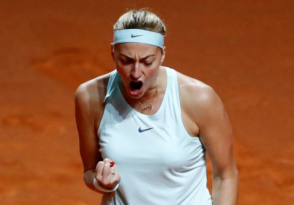 Czech Republicu00e2u20acu2122s Petra Kvitova celebrates during the final match against Estoniau00e2u20acu2122s Anett Kontaveit. u00e2u20acu201d Reuters pic
