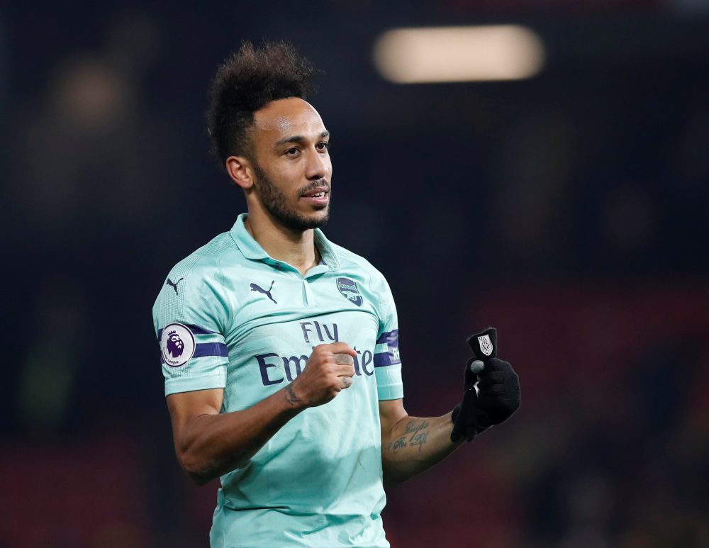 Arsenal's Pierre-Emerick Aubameyang celebrates after the match against Watford, April 15, 2019. u00e2u20acu2022 Reuters pic