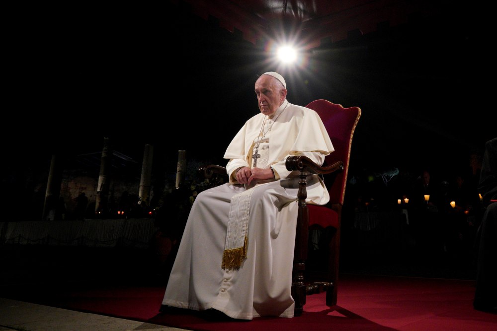 Pope Francis presides over the Via Crucis (Way of the Cross) torchlight procession on Good Friday, in front of Rome's Colosseum, in Rome April 19, 2019. u00e2u20acu2022 Reuters pic