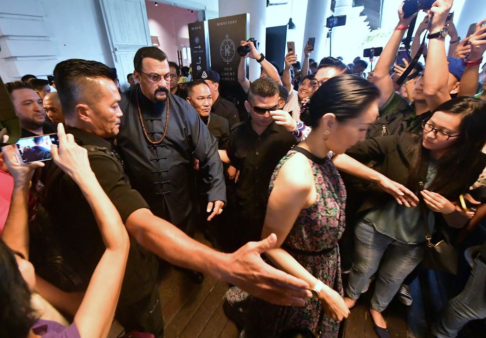 Hundreds of Steven Seagal fans flock to the Old Court House in Kuching, April 27, 2019. u00e2u20acu201d Bernama pic