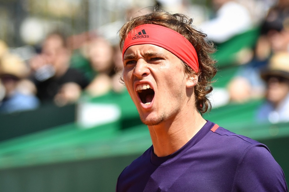 Alexander Zverev celebrates after winning against Felix Auger-Aliassime  during their tennis match on the day 5 of the Monte-Carlo ATP Masters Series tournament in Monaco April 17, 2019. u00e2u20acu201d AFP pic